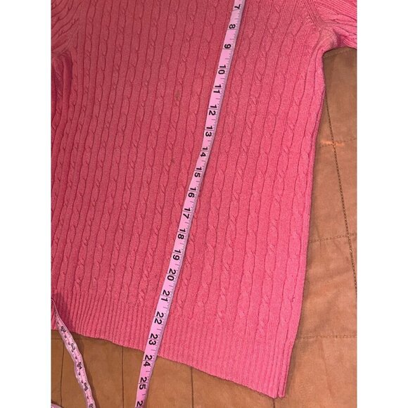 J.Crew Pink Cable Knit Wool Cashmere  Turtleneck Pullover Sweater Women's Size M - Picture 6 of 11